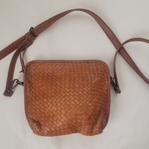 Platania Italy Woven Whiskey Crossbody Bag